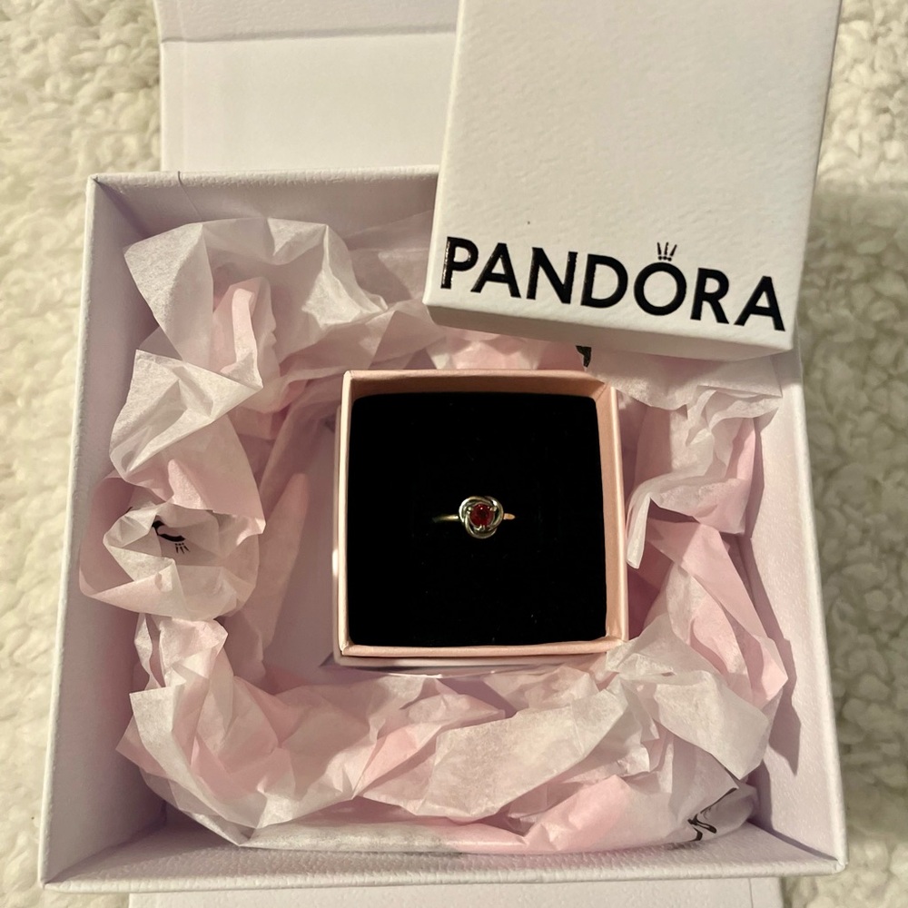 Pandora January Red Eternity Circle Ring